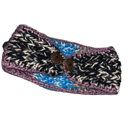 Scala Pronto knit headband ear warmers knitted flower purple blue black gray - Picture 3 of 4